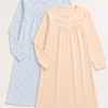 coppia camicia da notte donna cotone manica lunga triumph colori pesca e cielo
