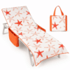 telo lettino spiaggia microfibra con tasche laterali fantasia stelle marine arancio