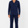 pigiama uomo Navigare cotone estivo blu con giacca e pantalone modello dettaglio taschino