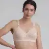 reggiseno senza ferretto playtex criss cross beige indossato fronte