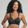 reggiseno senza ferretto playtex criss cross nero indossato front
