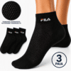 Calze corte FILA nero traspiranti con trama microforata confezione da 3 paia