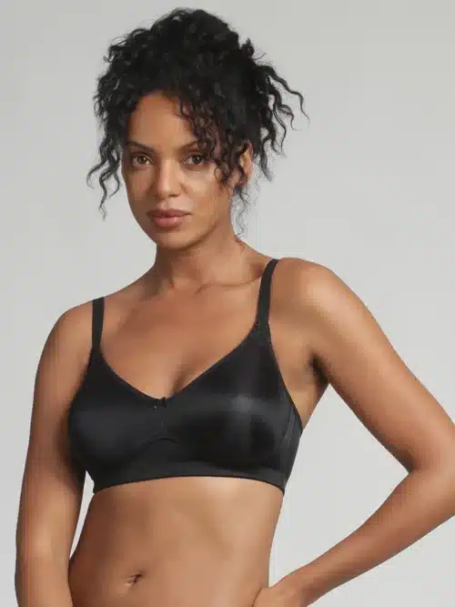 reggiseno senza ferretto playtex essential support nero indossato