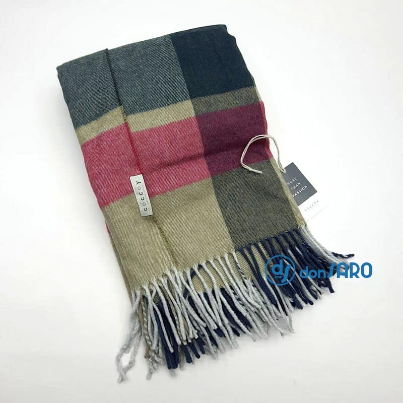 Plaid con frange disegno quadri, Coccoy Oxford - immagine 2