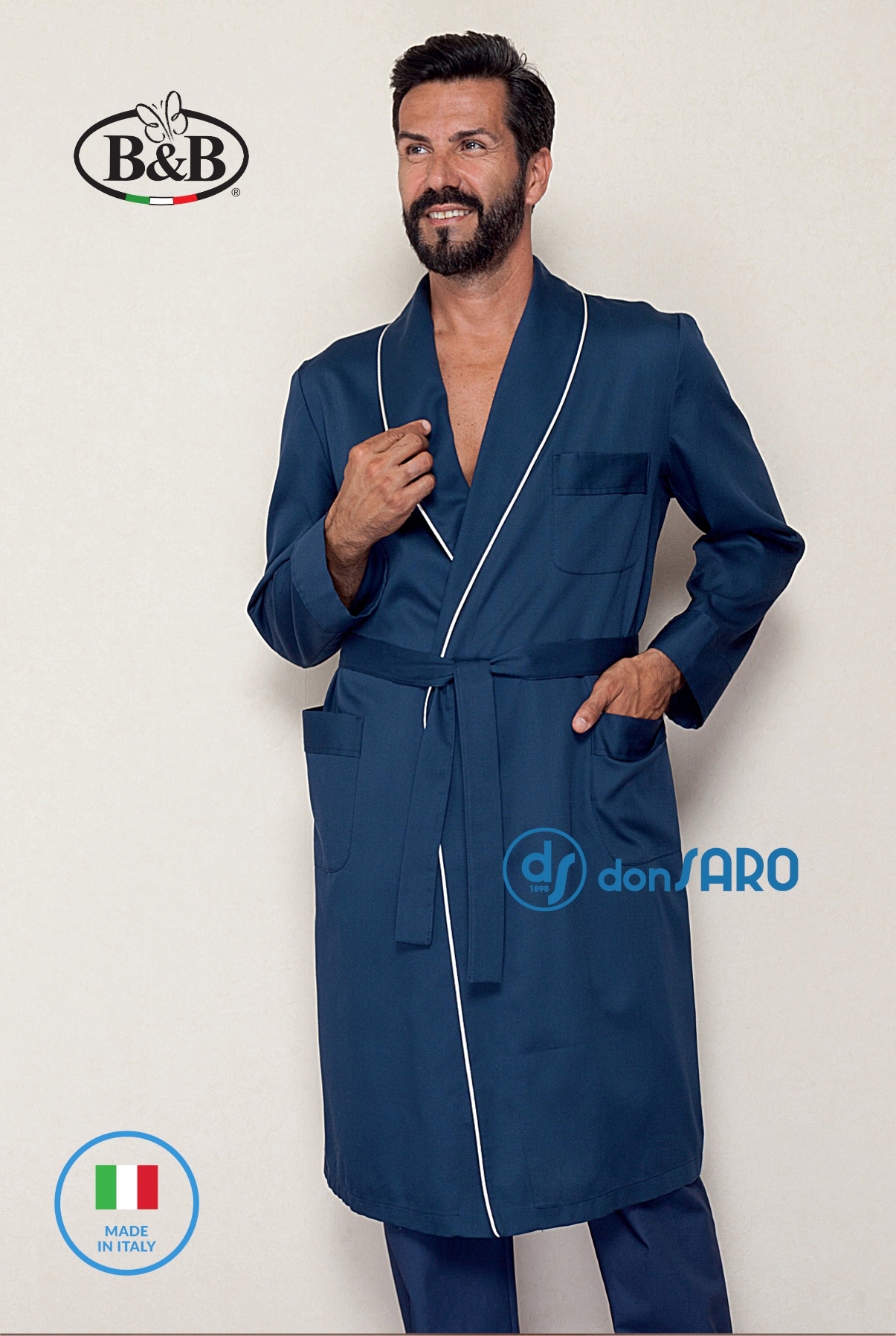 vestaglia uomo rigatino puro cotone bb enry colore blu