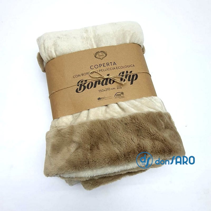 Coperta coral-pile con bordo pelliccia ecologica, Bordo Vip - immagine 3