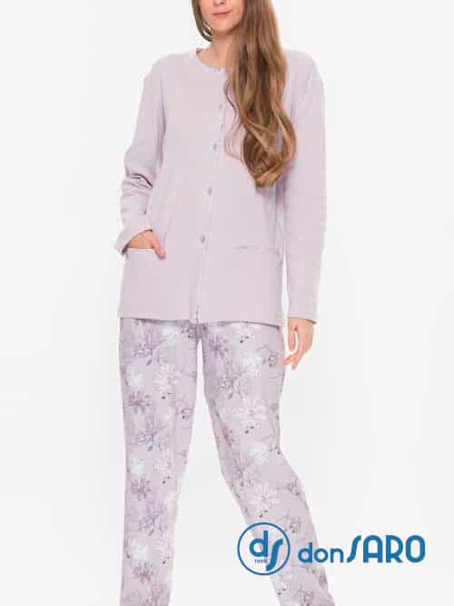 Pigiama donna con giacca e bottoni caldo cotone, Gary Q50009