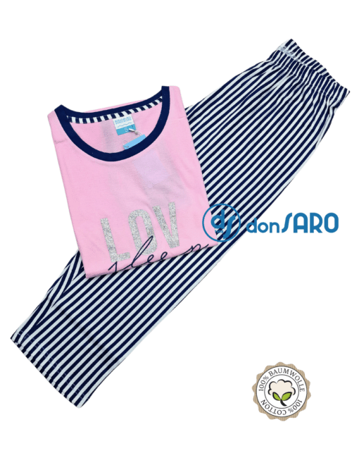 Pigiama donna t-shirt smanicato e pinocchietto cotone 91047