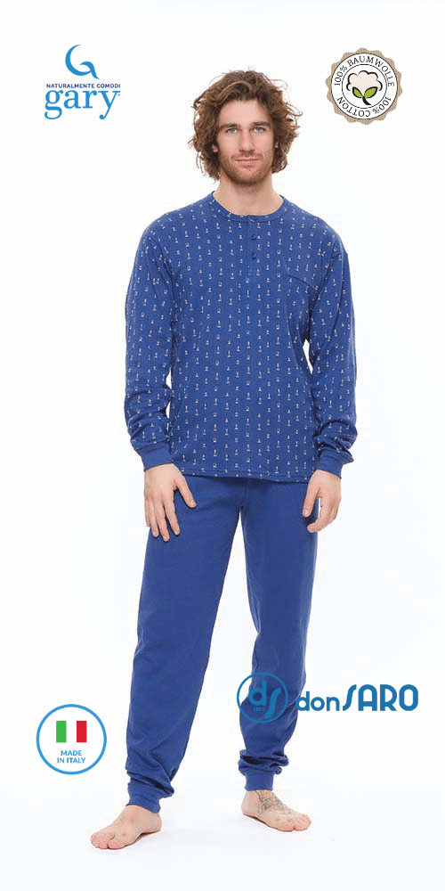Pigiama uomo caldocotone colore azzurro, Gary S60025