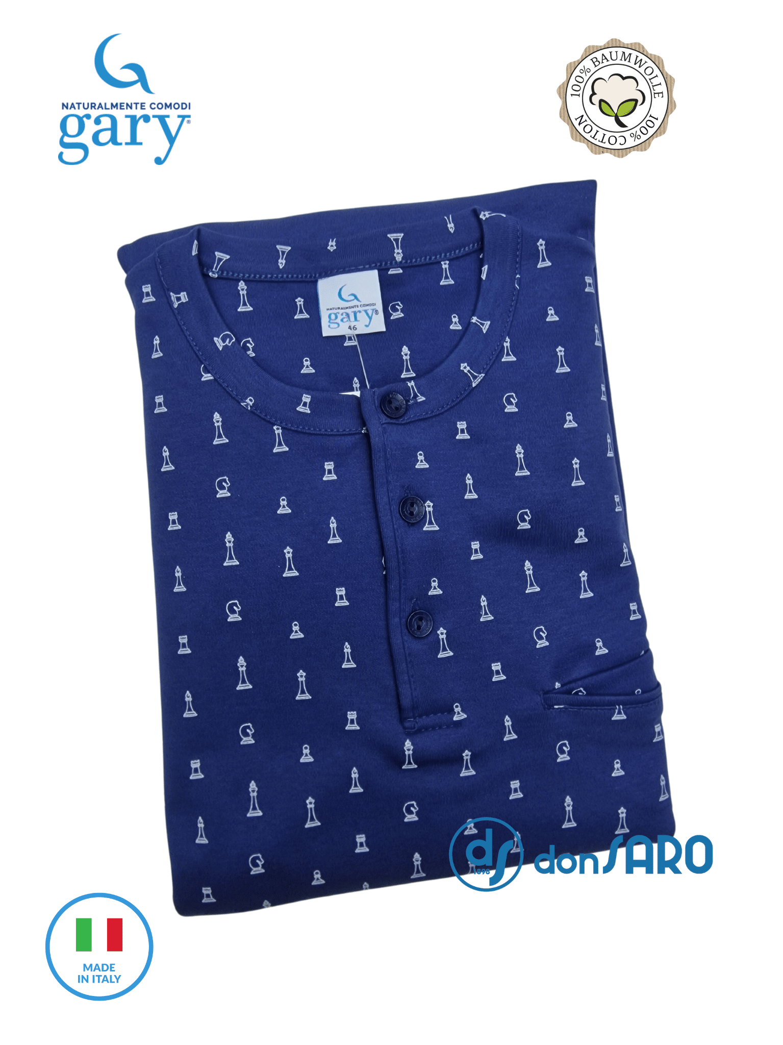 Pigiama uomo caldocotone colore azzurro, Gary S60025 - immagine 2