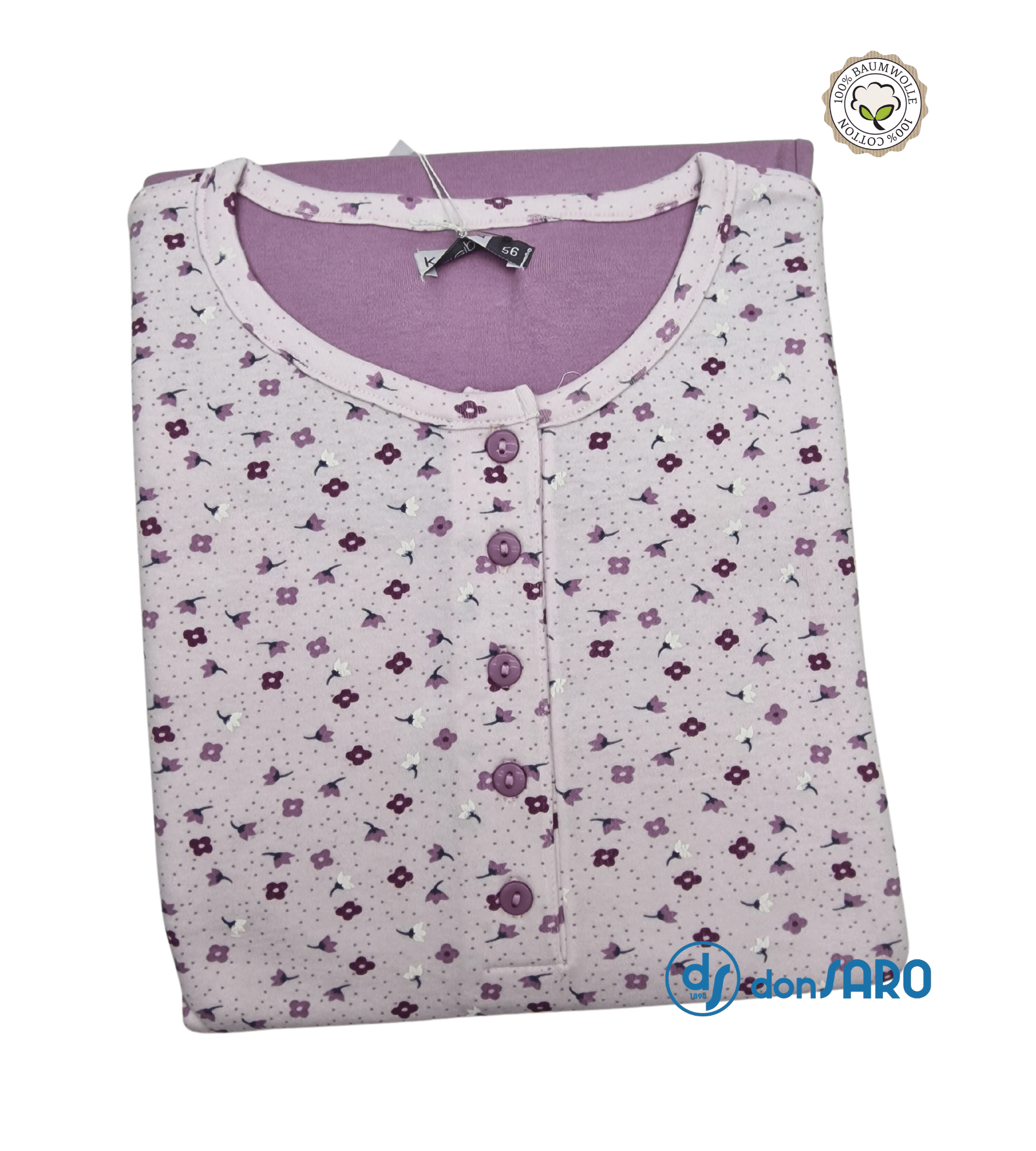 Pigiama donna interlok fiorellini taglie comode Karel 5019 - immagine 3