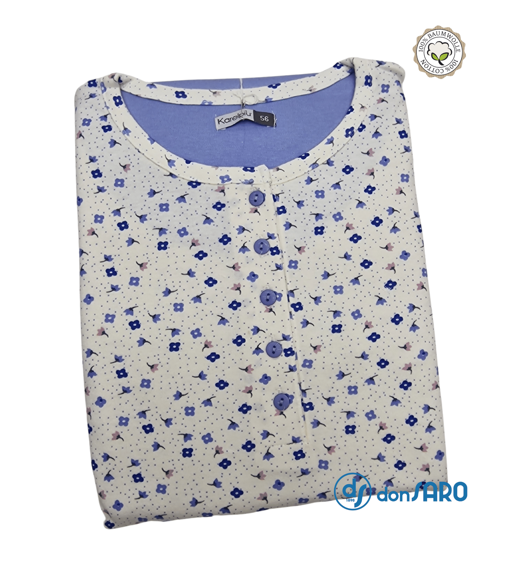 Pigiama donna interlok fiorellini taglie comode Karel 5019
