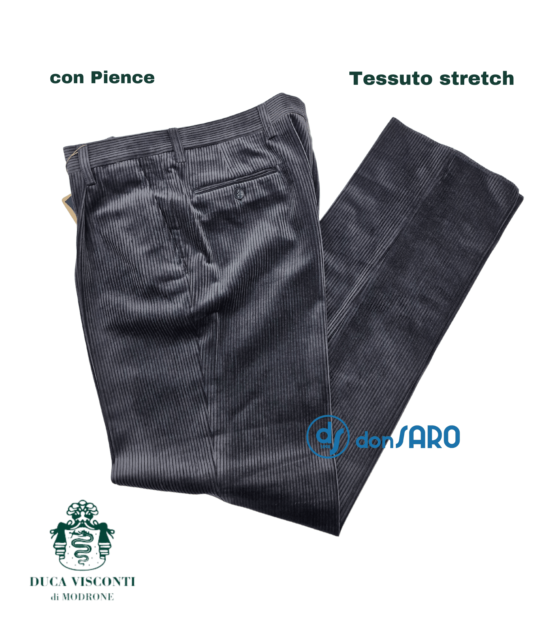 Pantalone uomo calibrato in velluto Duca Visconti 1613 - immagine 3