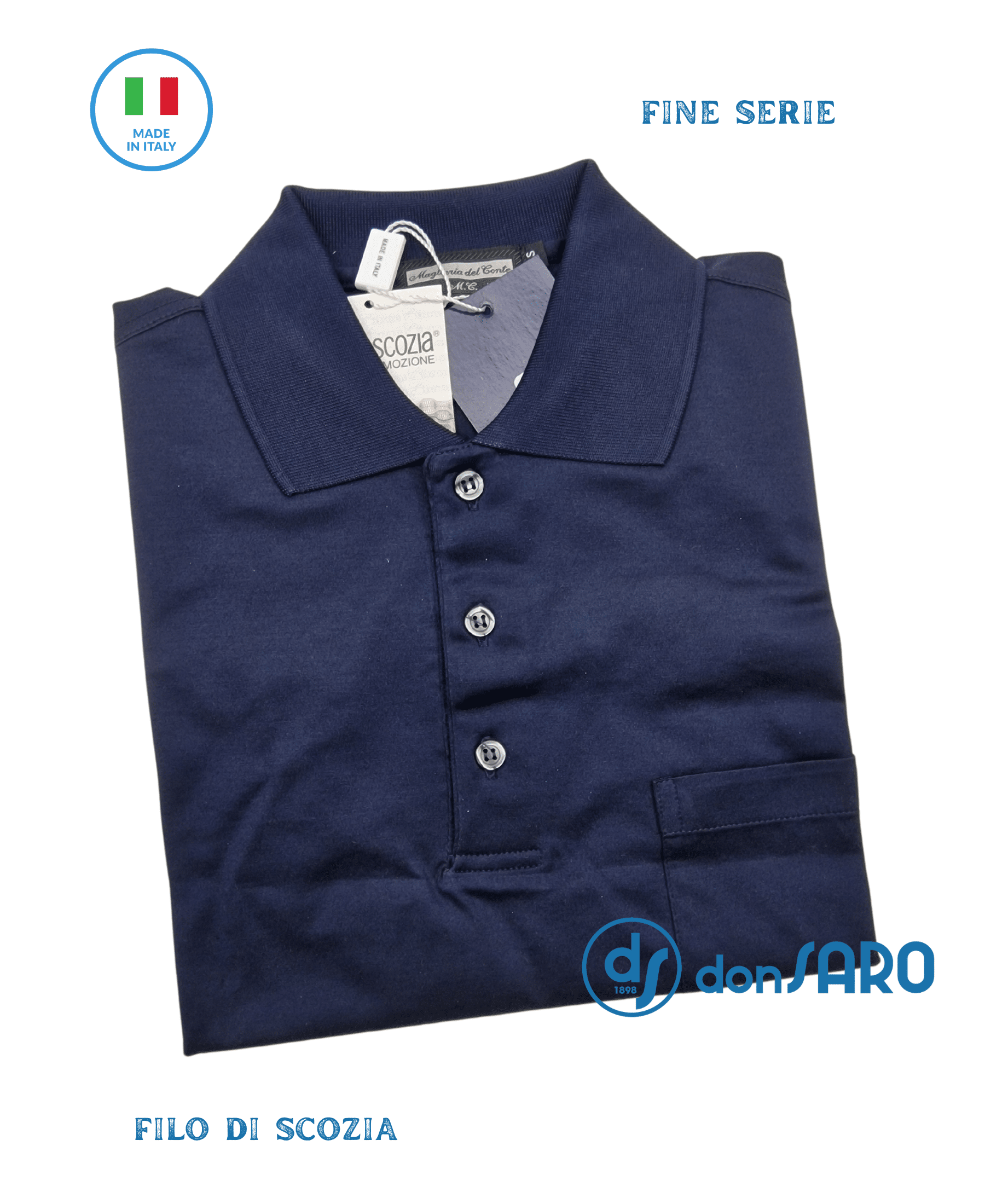 Polo uomo filo scozia con taschino fine serie taglia S, Conte