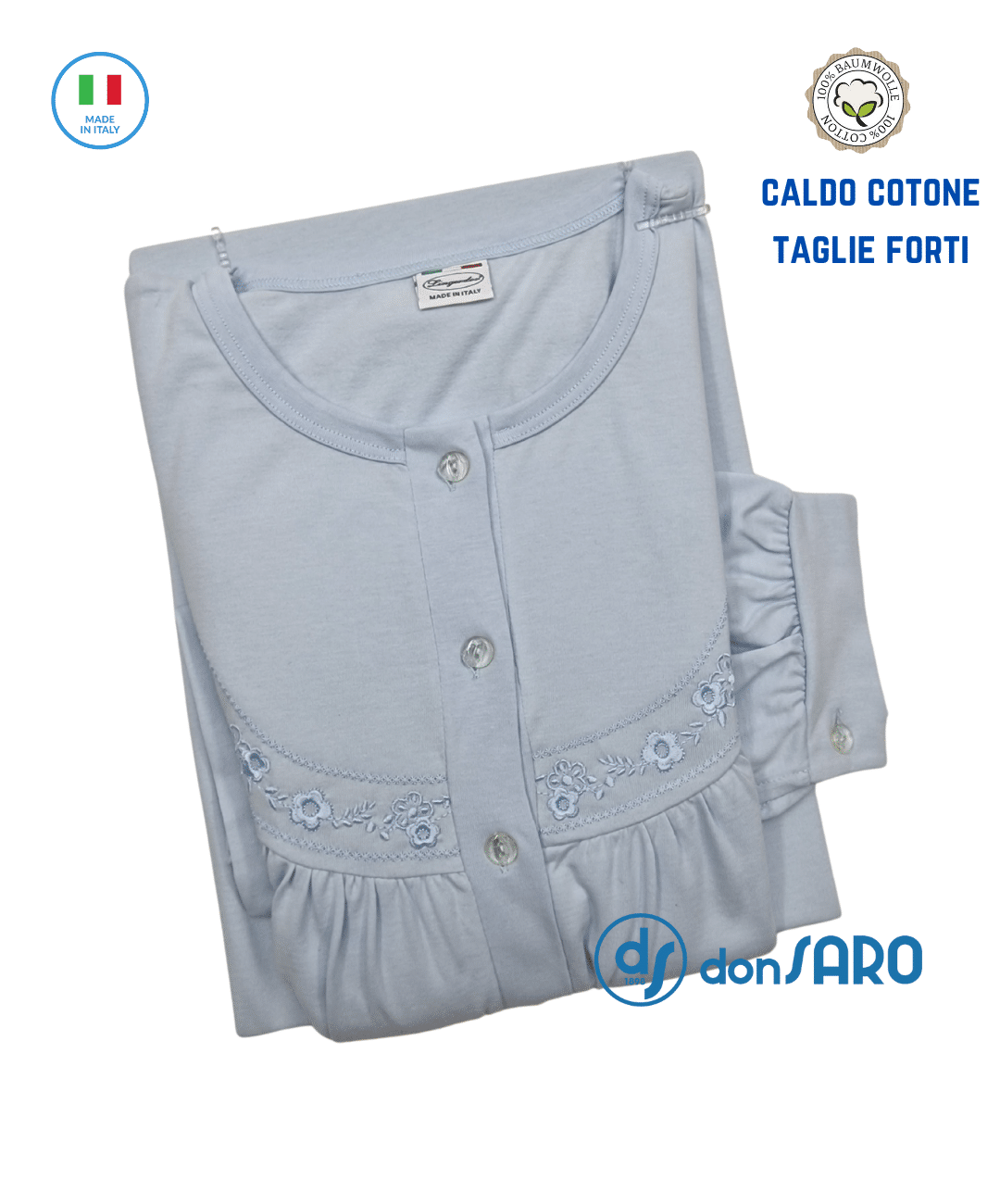 camicia notte donna calibrata caldo cotone lingerdor 10504 - immagine 3