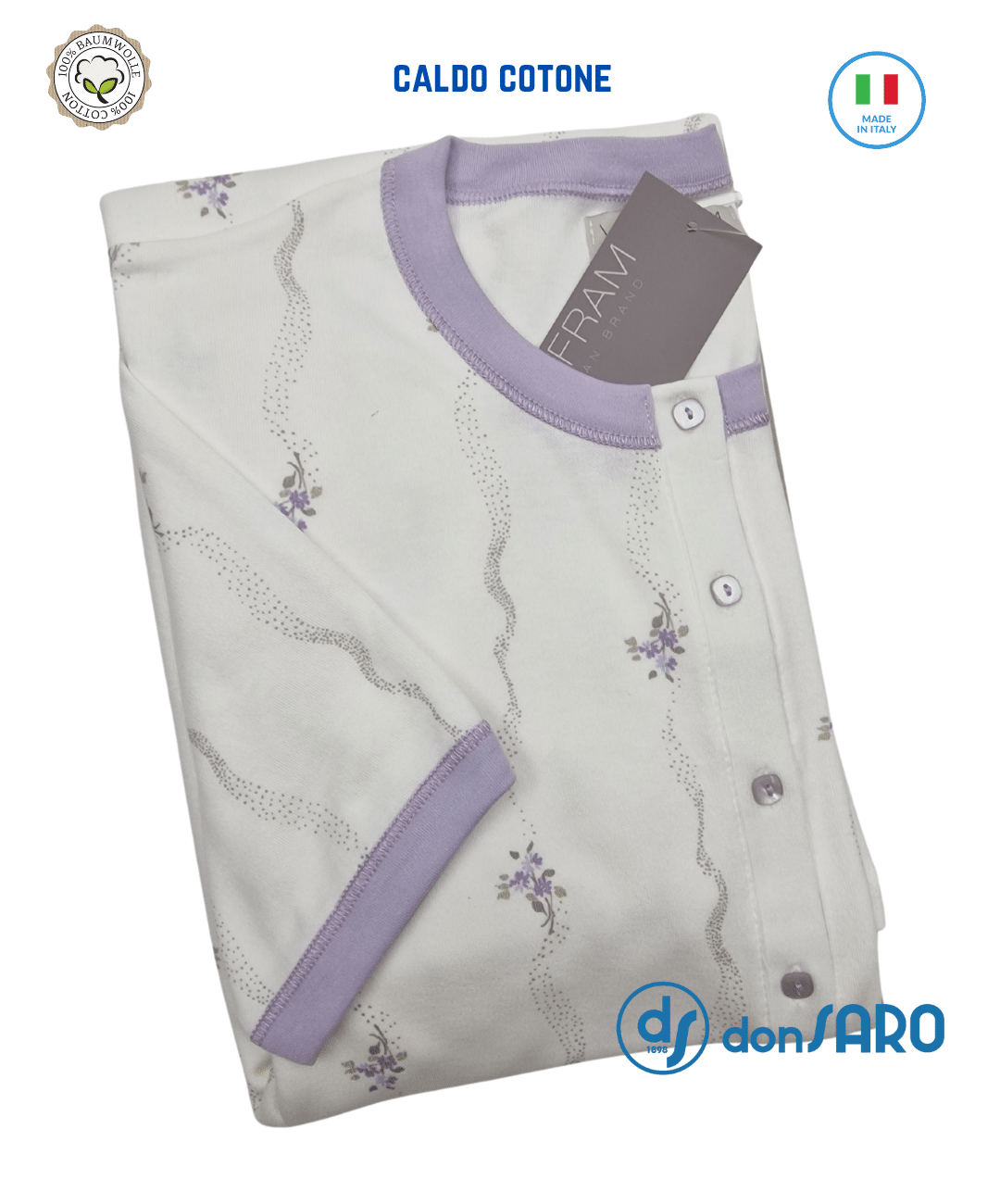 Camicia da notte donna caldo cotone, Vilfram 7607