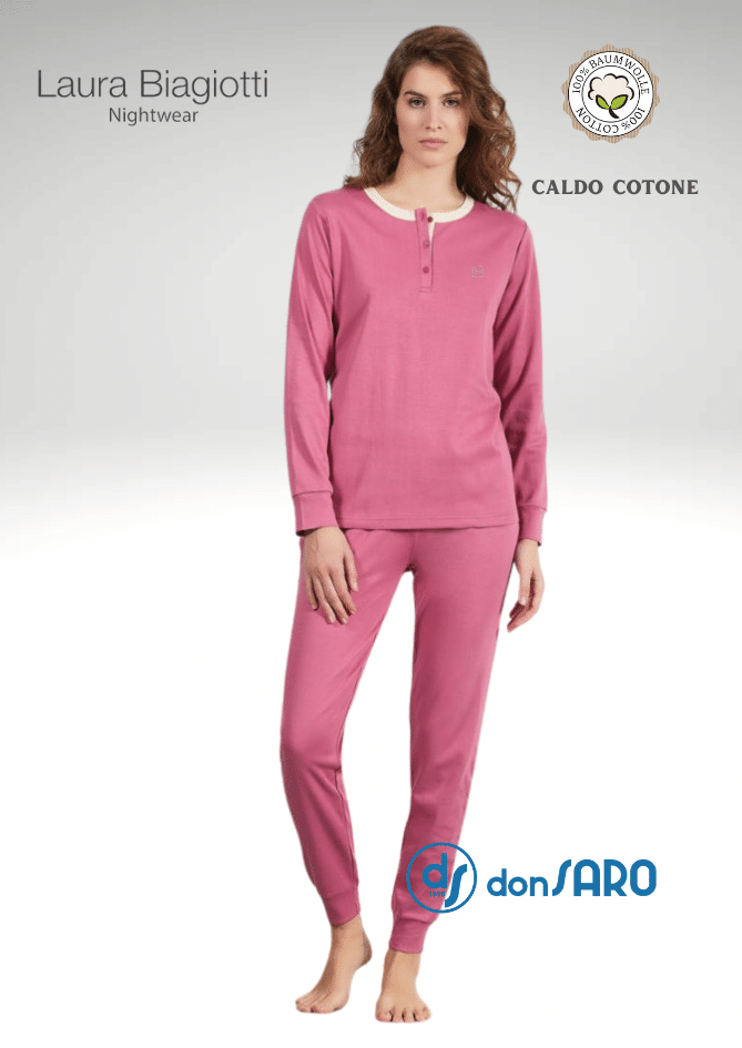 Pigiama donna caldo cotone tinta unita Laura Biagiotti 96836 - immagine 4