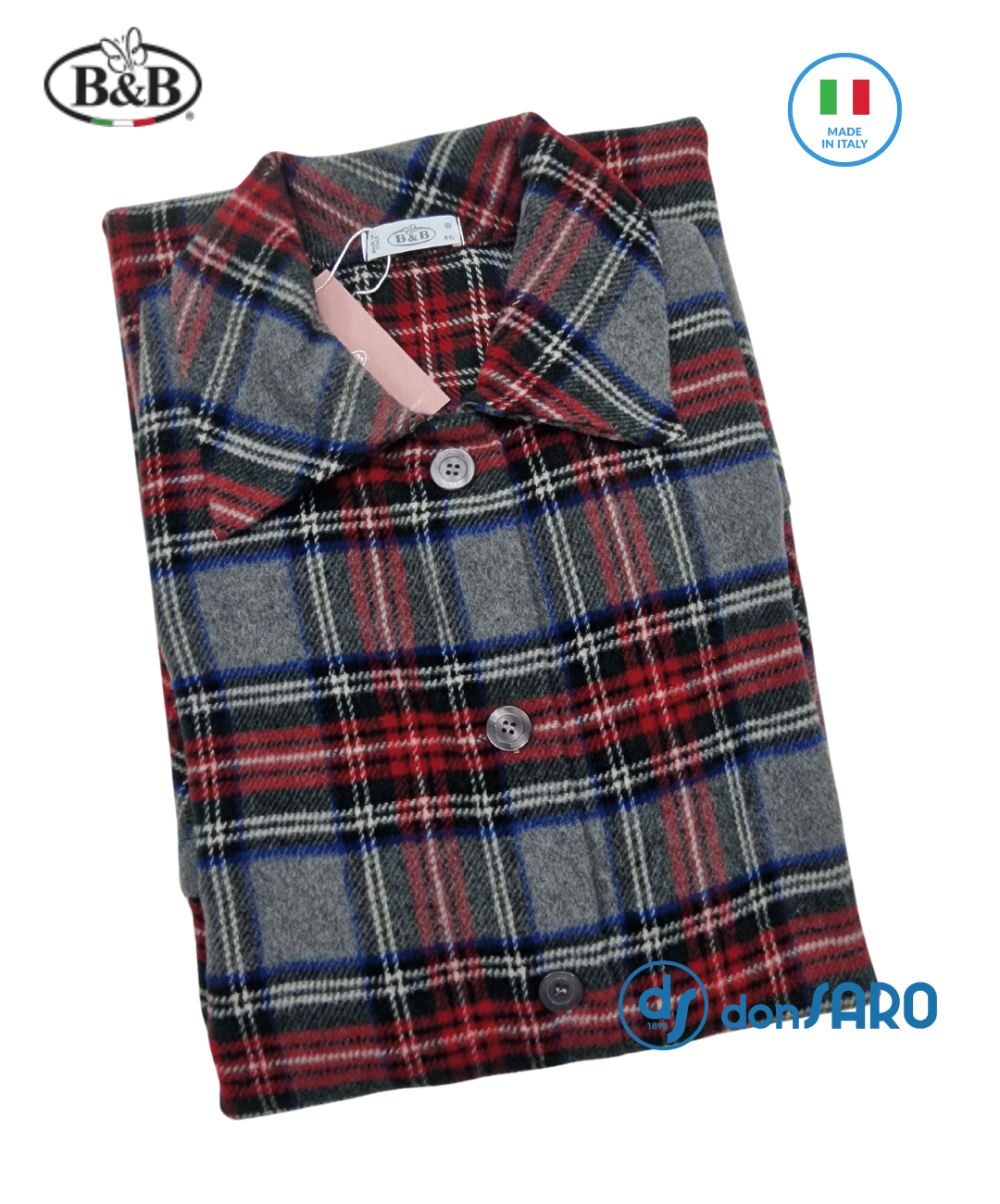 Vestaglia donna lana abbottonata scozzese B&B Brunella - immagine 4