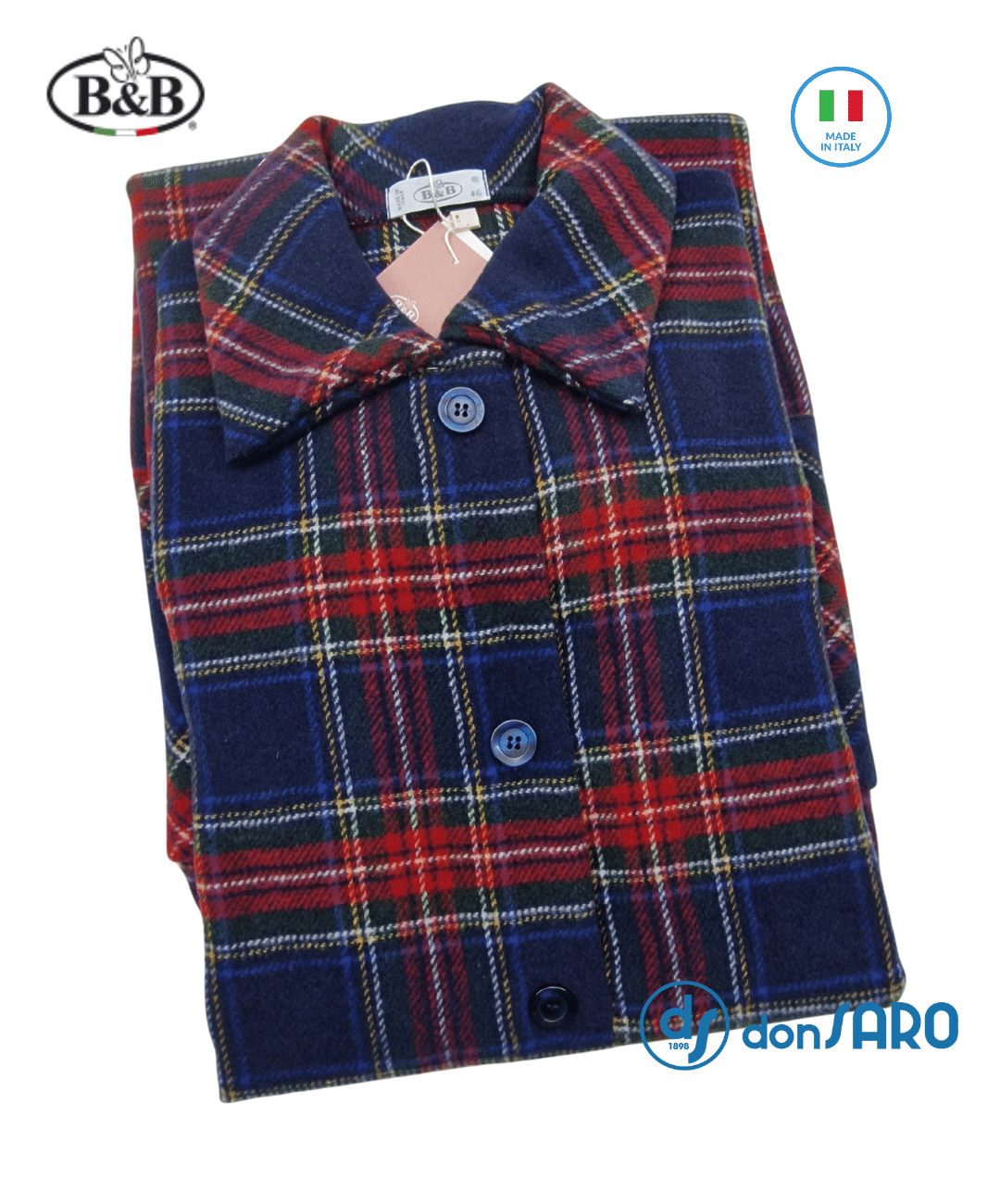 Vestaglia donna lana abbottonata scozzese B&B Brunella - immagine 3