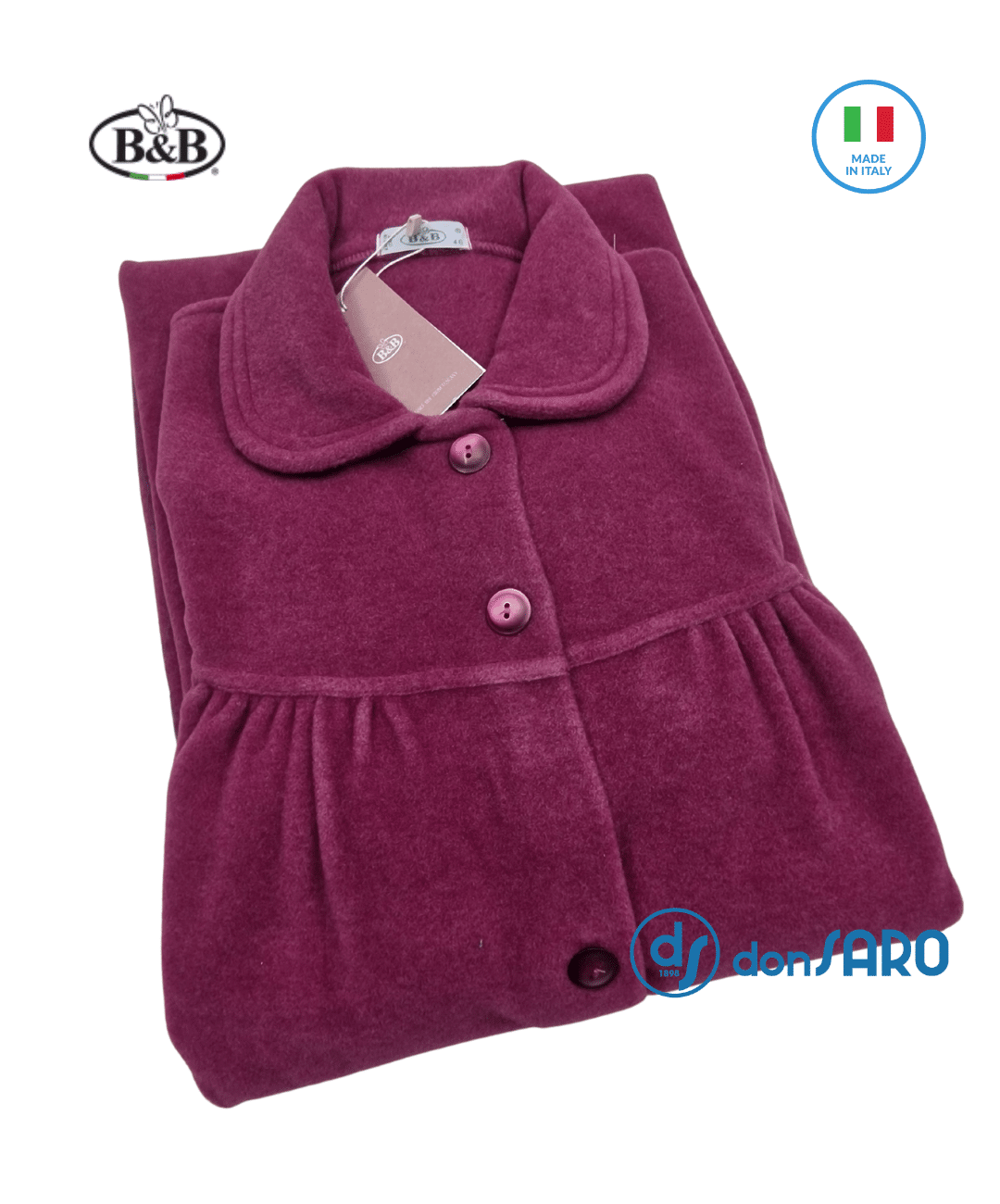 Vestaglia donna abbottonata pile pesante con sprone B&B 19249 - immagine 5