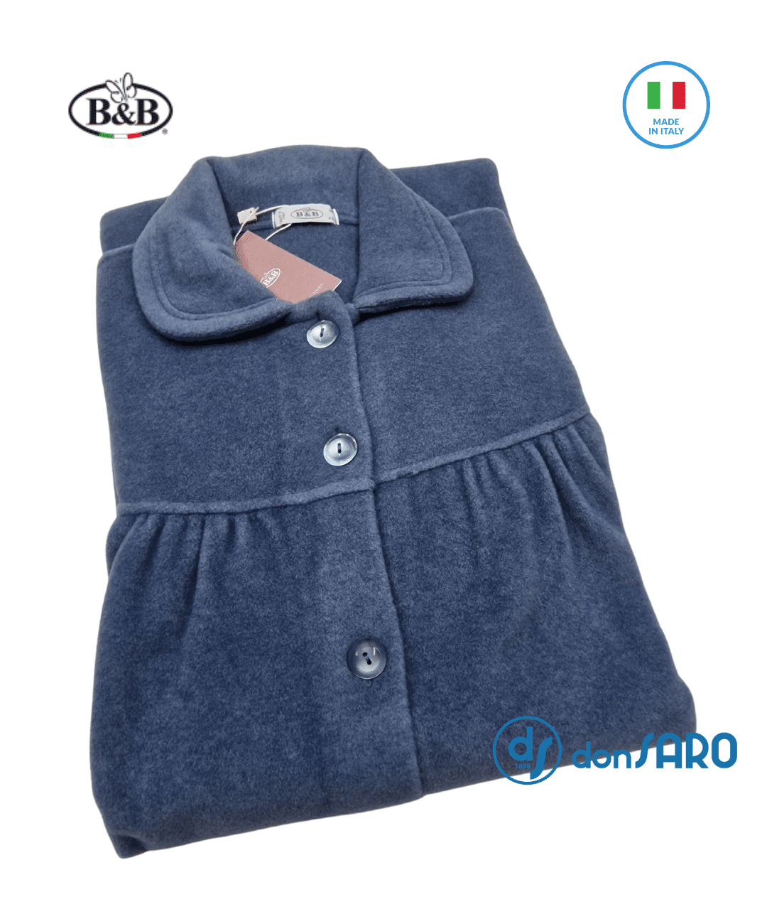 Vestaglia donna abbottonata pile pesante con sprone B&B 19249 - immagine 4