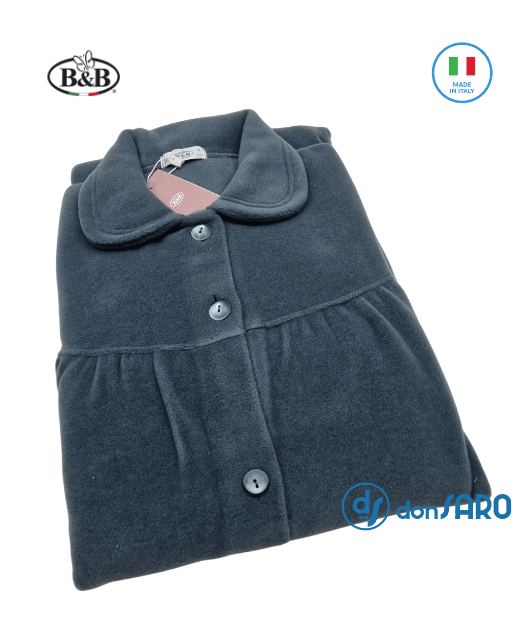 Vestaglia donna abbottonata pile pesante con sprone B&B 19249 - immagine 3