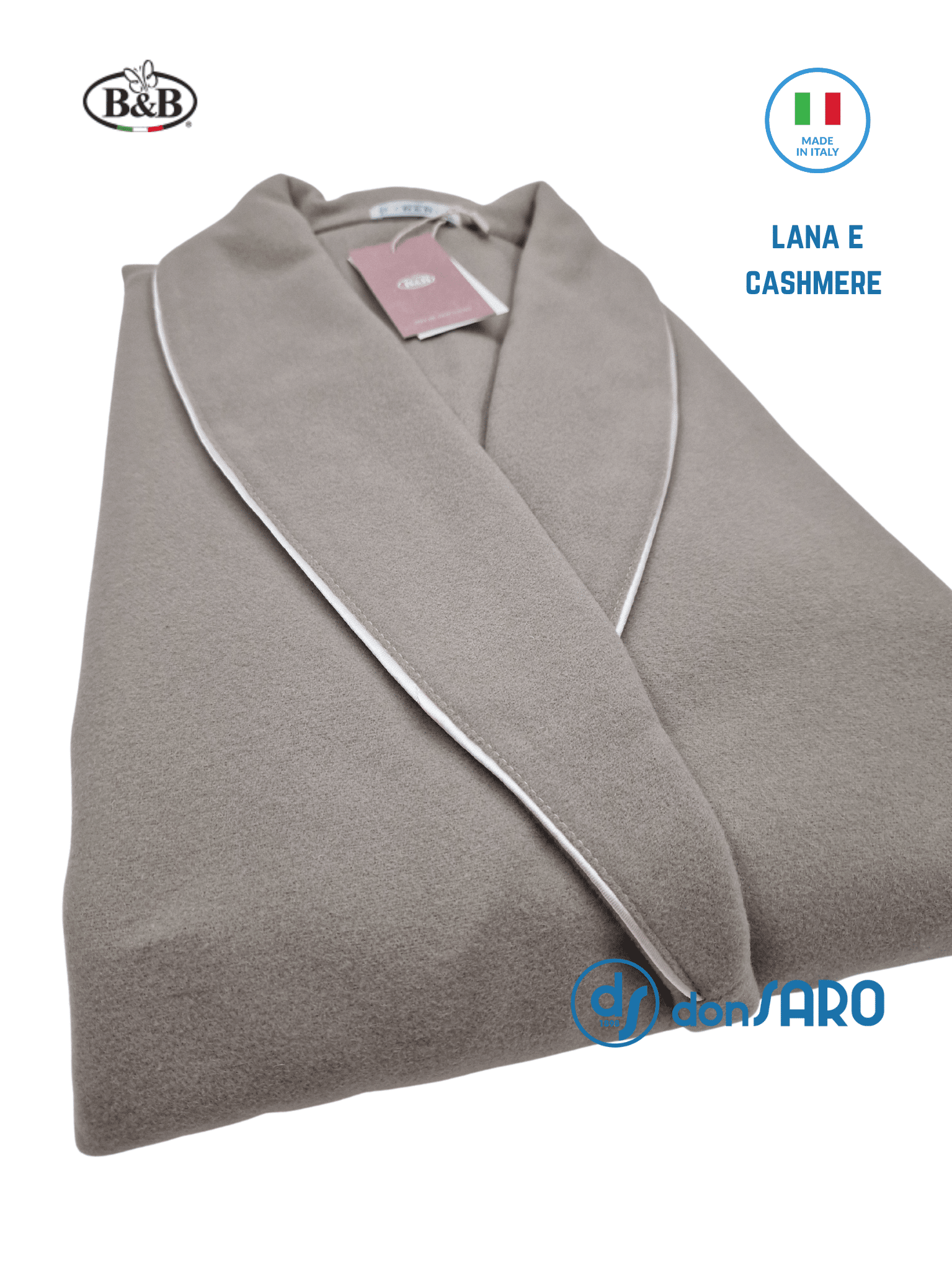 Vestaglia donna lana e cashmere collo scialle B&B Jole - immagine 6