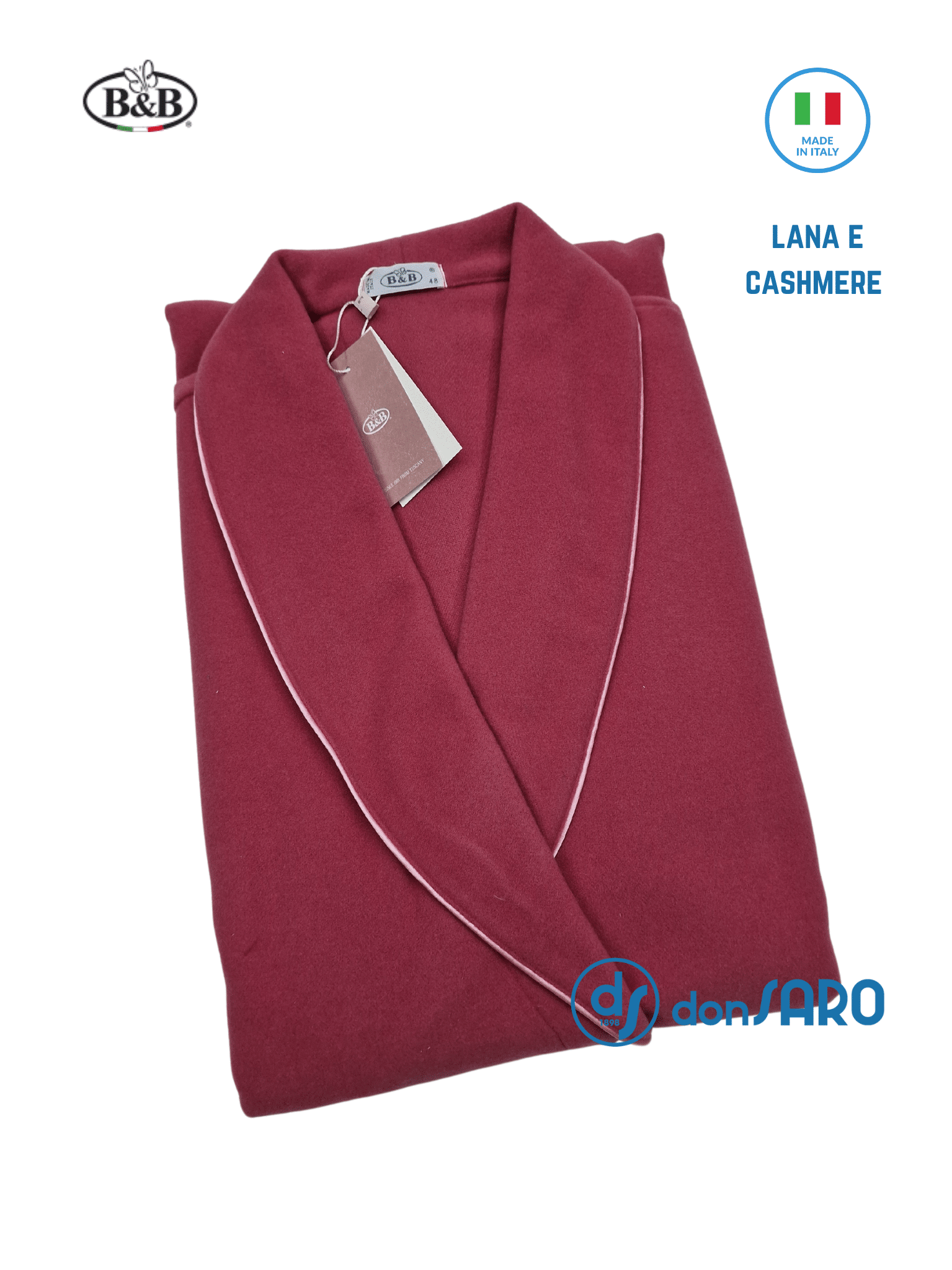 Vestaglia donna lana e cashmere collo scialle B&B Jole - immagine 4