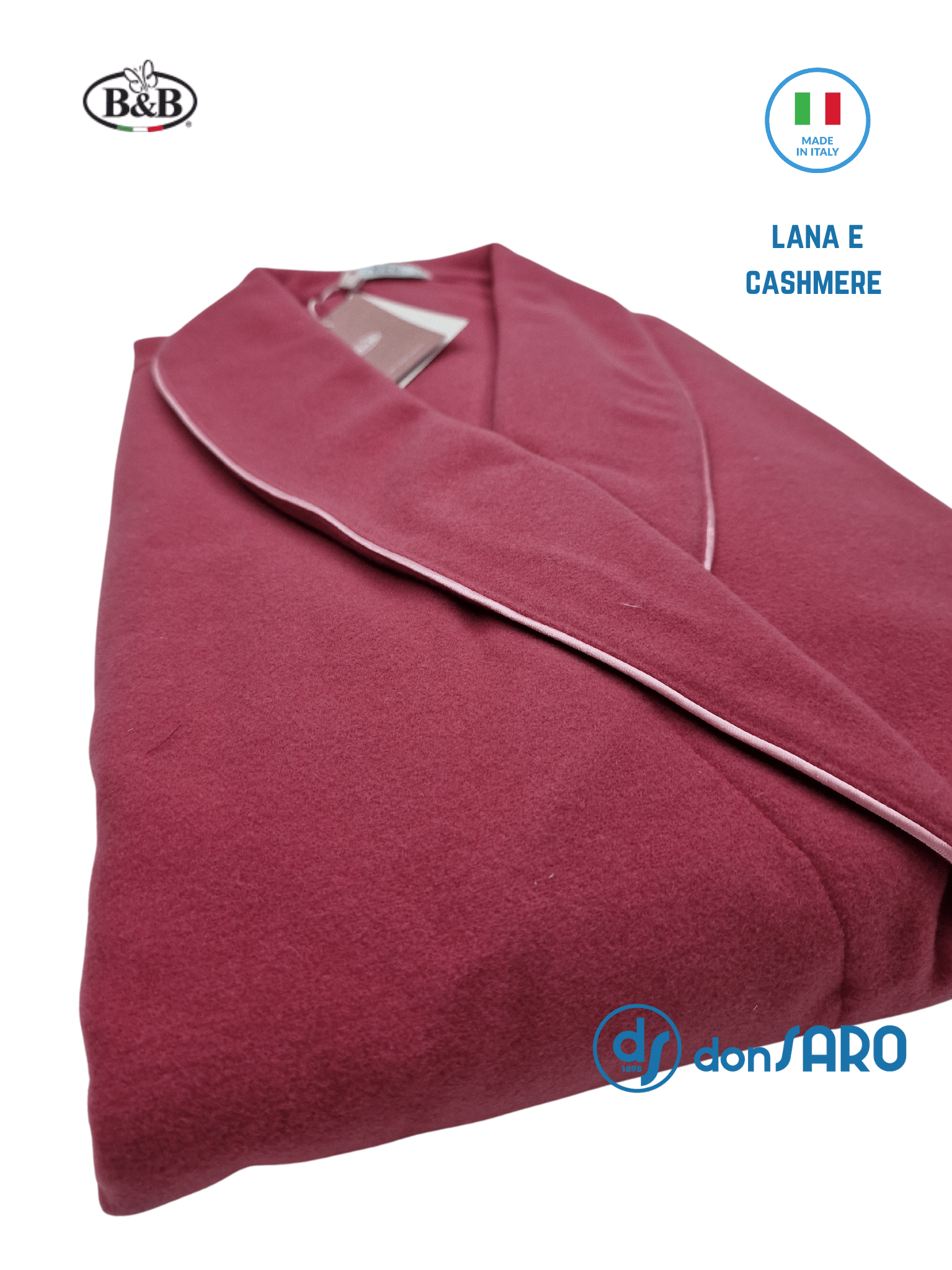 Vestaglia donna lana e cashmere collo scialle B&B Jole - immagine 7