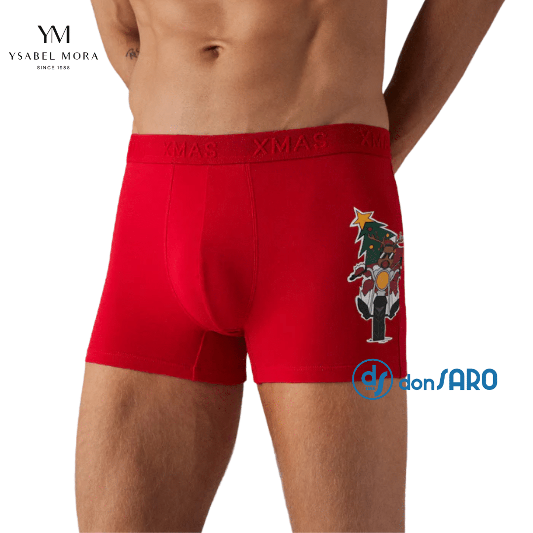 Boxer uomo natalizio Ysabel Mora rosso con renna