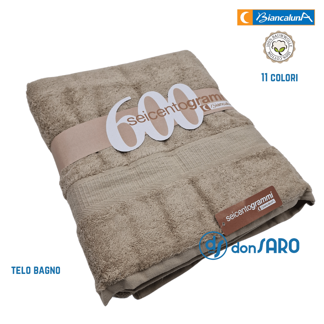 Telo bagno spugna 600 gsm cotone Biancaluna morbido - immagine 9