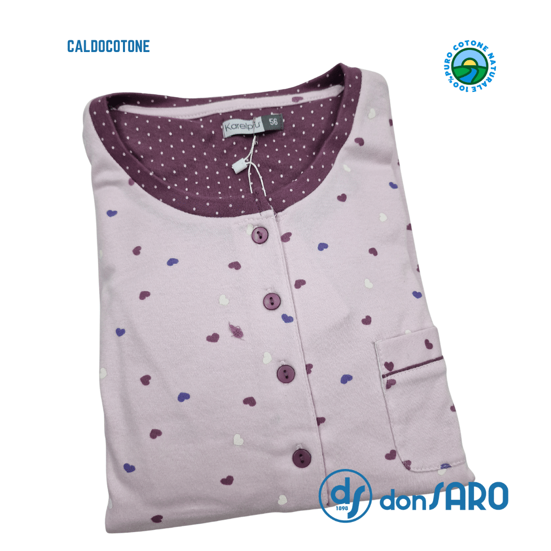 Camicia Notte Donna Caldo Cotone Taglie Comfort 9030 Karelpiù - immagine 4