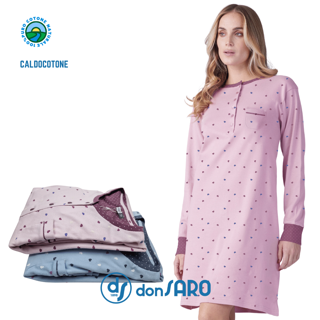 Camicia Notte Donna Caldo Cotone Taglie Comfort 9030 Karelpiù