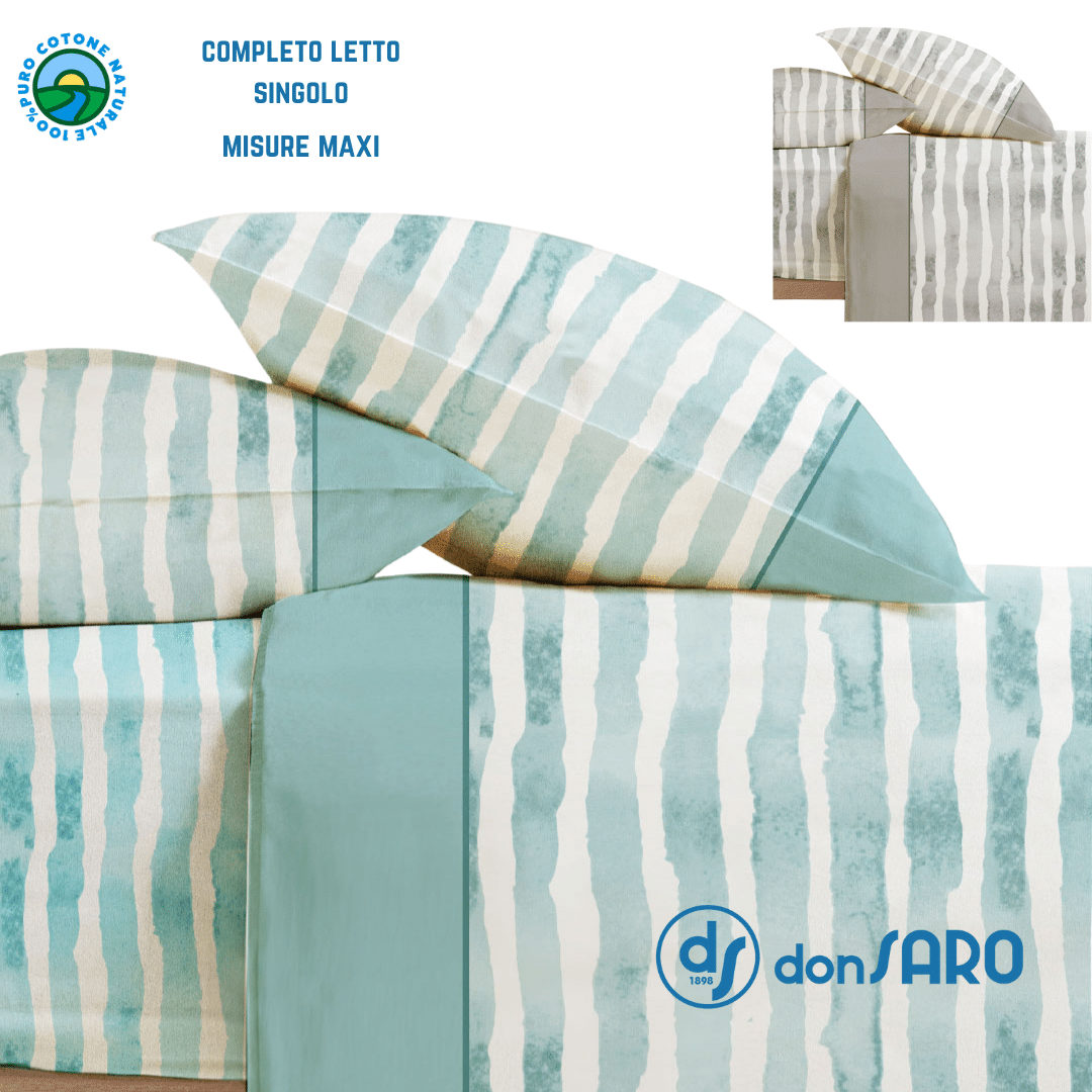 Completo lenzuola singolo maxi puro cotone Zoya