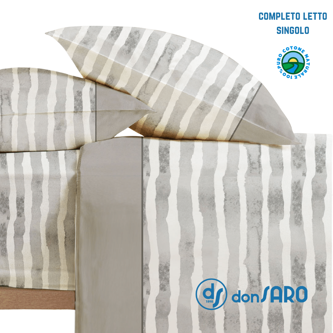 Completo lenzuola singolo maxi puro cotone Zoya - immagine 2