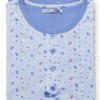 pigiama donna Karelpiu cotone jersey colore cielo fantasia floreale piegato con bottoni e fiocchetto