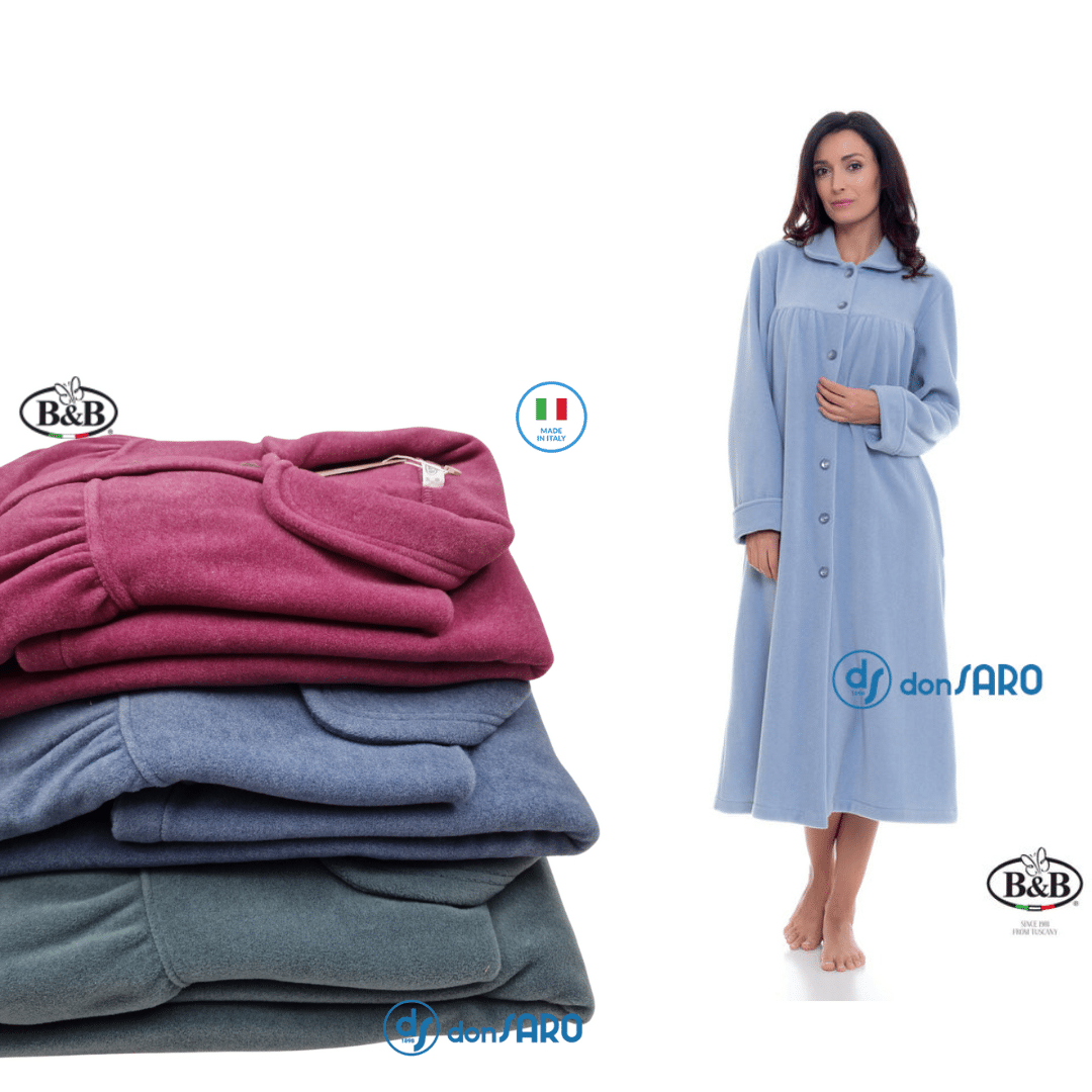 Vestaglia donna abbottonata pile pesante con sprone B&B 19249