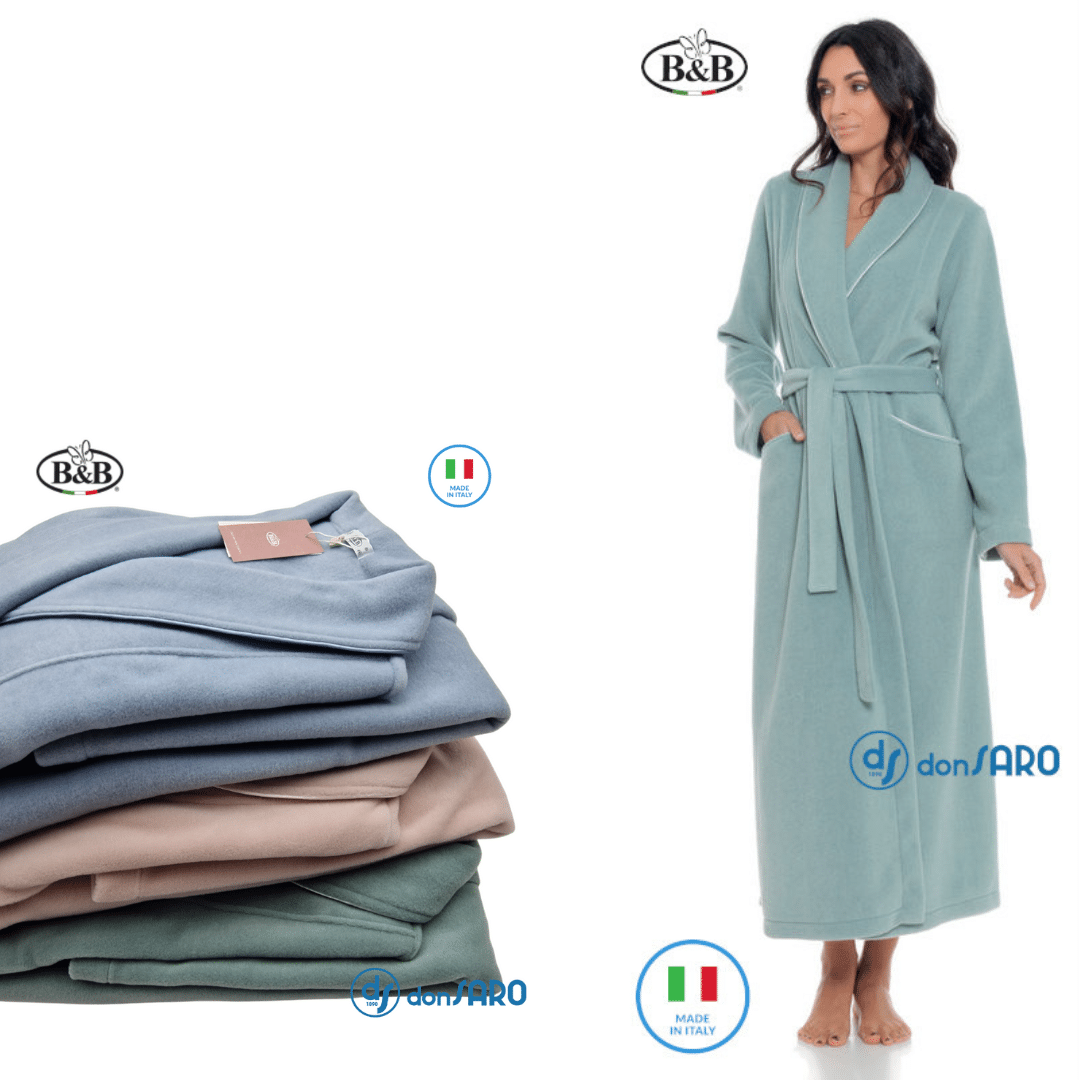 Vestaglia donna lunga pile e viscosa collo scialle B&B 17200