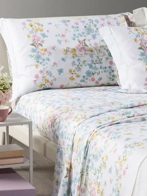 completo lenzuola caleffi provenza cotone immagine letto colore azzurro