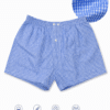 Boxer uomo Navigare colore azzurro in puro cotone fantasia microquadretto tessuto effetto camicia morbido e traspirante con apertura a bottoni e dettaglio tessuto prodotto