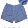 Boxer uomo Navigare in puro cotone colore denim con microfantasia tessuto camicia vita elasticizzata e dettaglio tessuto traspirante