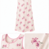 Camicia da notte donna Karelpiù con spalla larga e fantasia floreale rosa, vestibilità comoda taglie conformate dalla 56 alla 60 dettaglio davanti