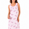 Camicia da notte donna Karelpiù con spalla larga e fantasia floreale rosa, vestibilità comoda taglie conformate dalla 56 alla 60 dettaglio davanti