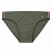 Costume slip mare uomo Scuola Nautica Italiana colore verde militare vista frontale con righe laterali e dettaglio logo nautico