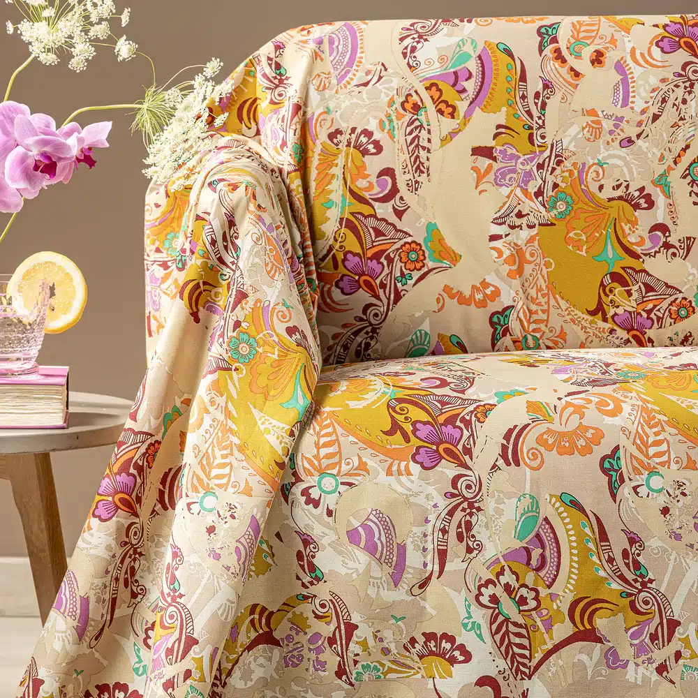 Dettaglio fantasia Laos del telo arredo Granfoulard Caleffi in cotone