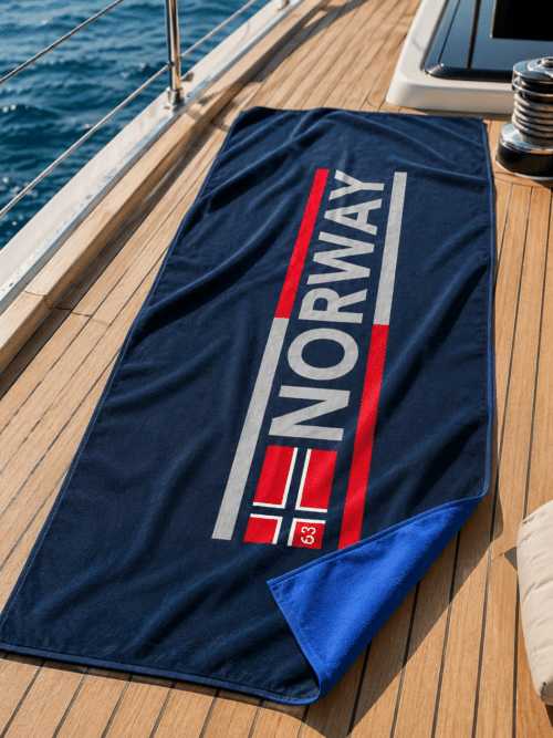 Telo mare microfibra Norway blu navy e bluette